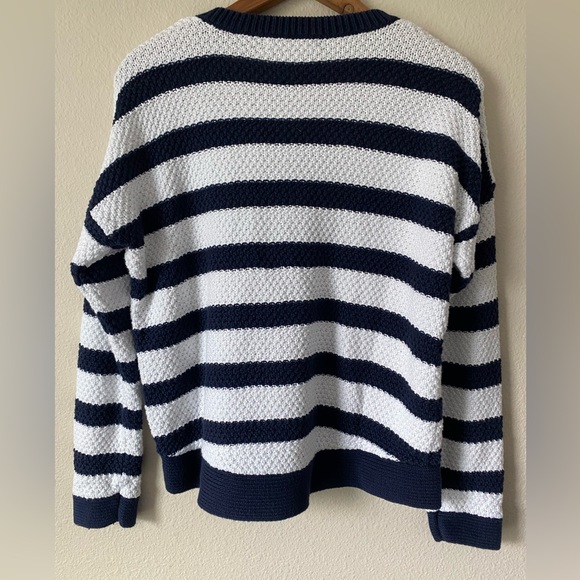 Ralph Lauren Women’s Navy&White Striped VNeck Relaxed LongSleeve Sweater Medium - Picture 10 of 16